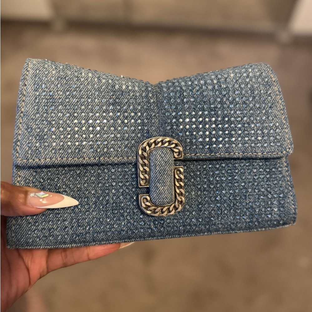Marc Jacobs The Crystal Denim St Marc Chain Wallet